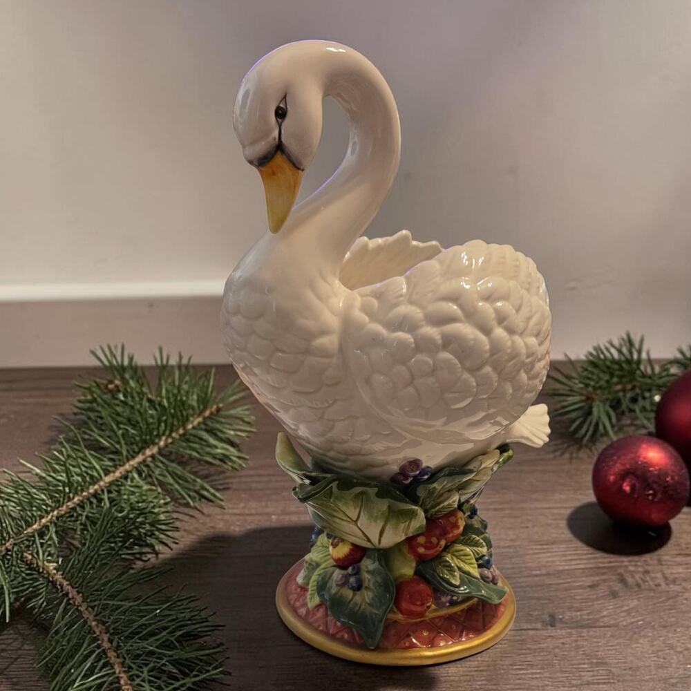 Swan Candleholder Fitz and Floyd Essentials Holiday Swan Collection Christmas